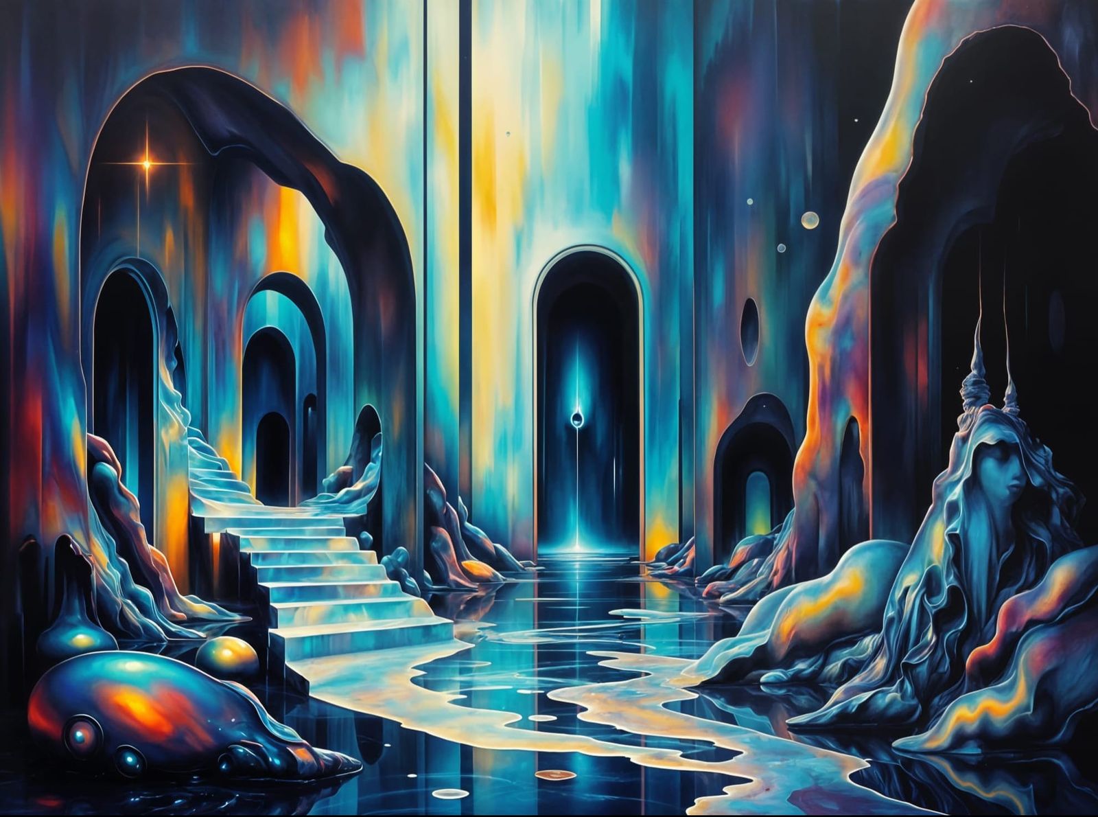 Surreal Existential Landscape in Opalescent Colors