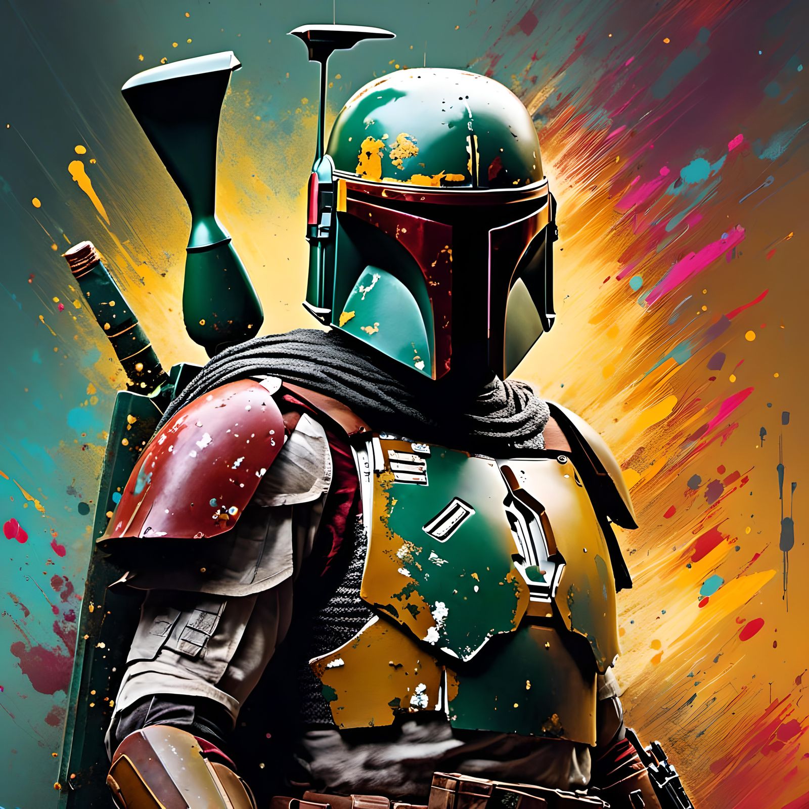 Hyperrealistic Portrait of Muscular Boba Fett