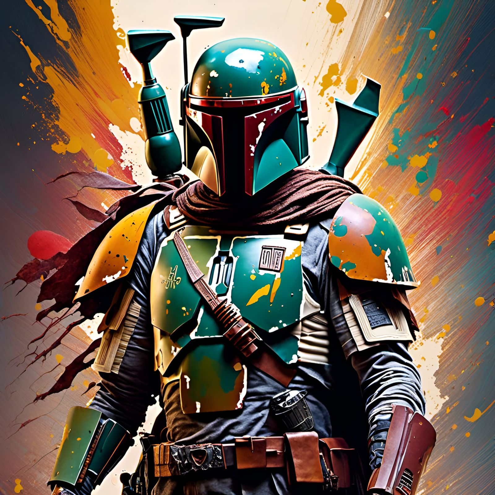Hyperreal Portrait of Muscular Boba Fett