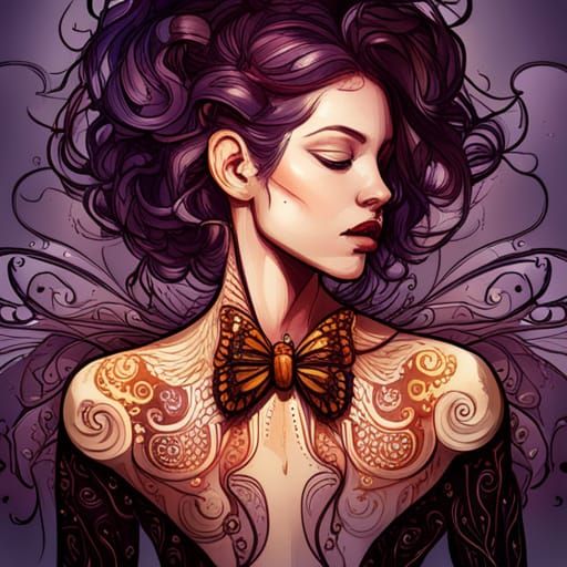 Monarch Butterfly Motif Purple