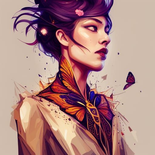 Monarch Butterfly Motif Purple