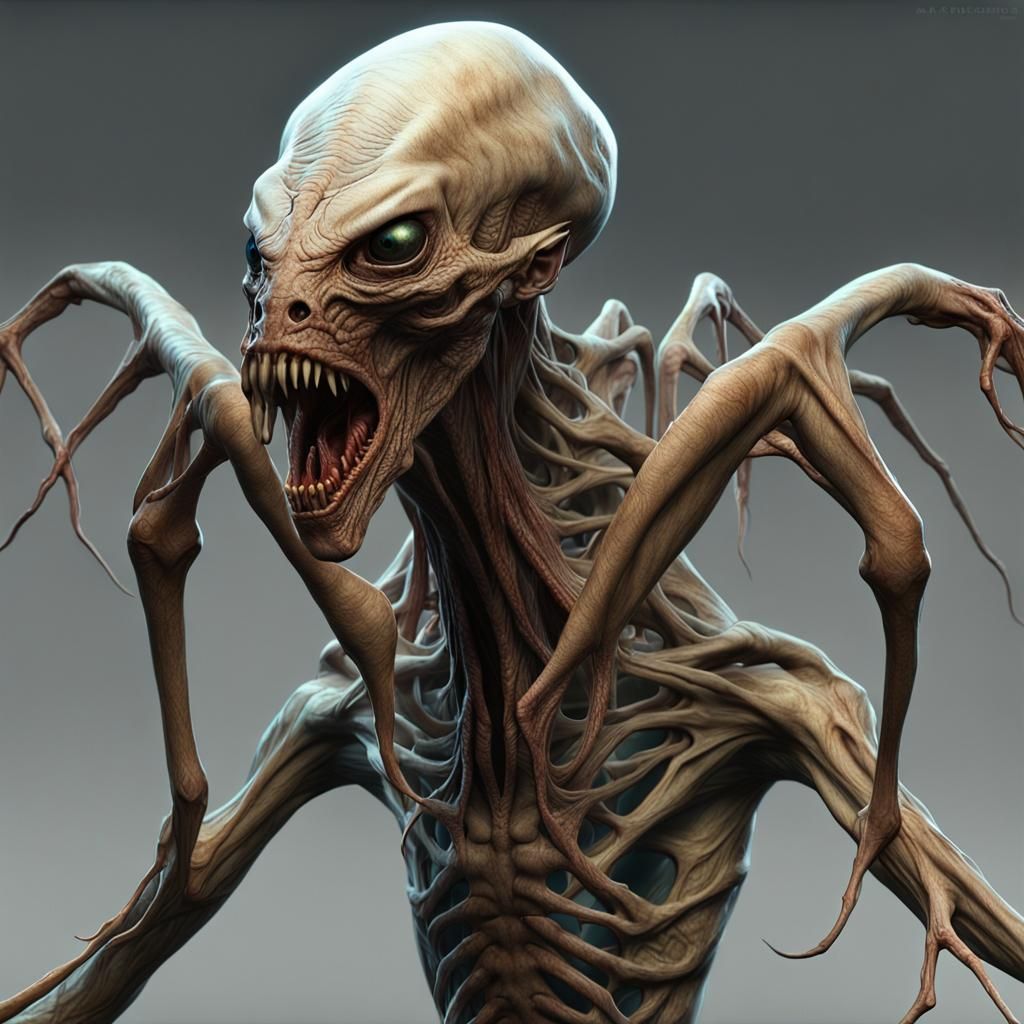 Mutated Alien Deep One in Realistic 3D