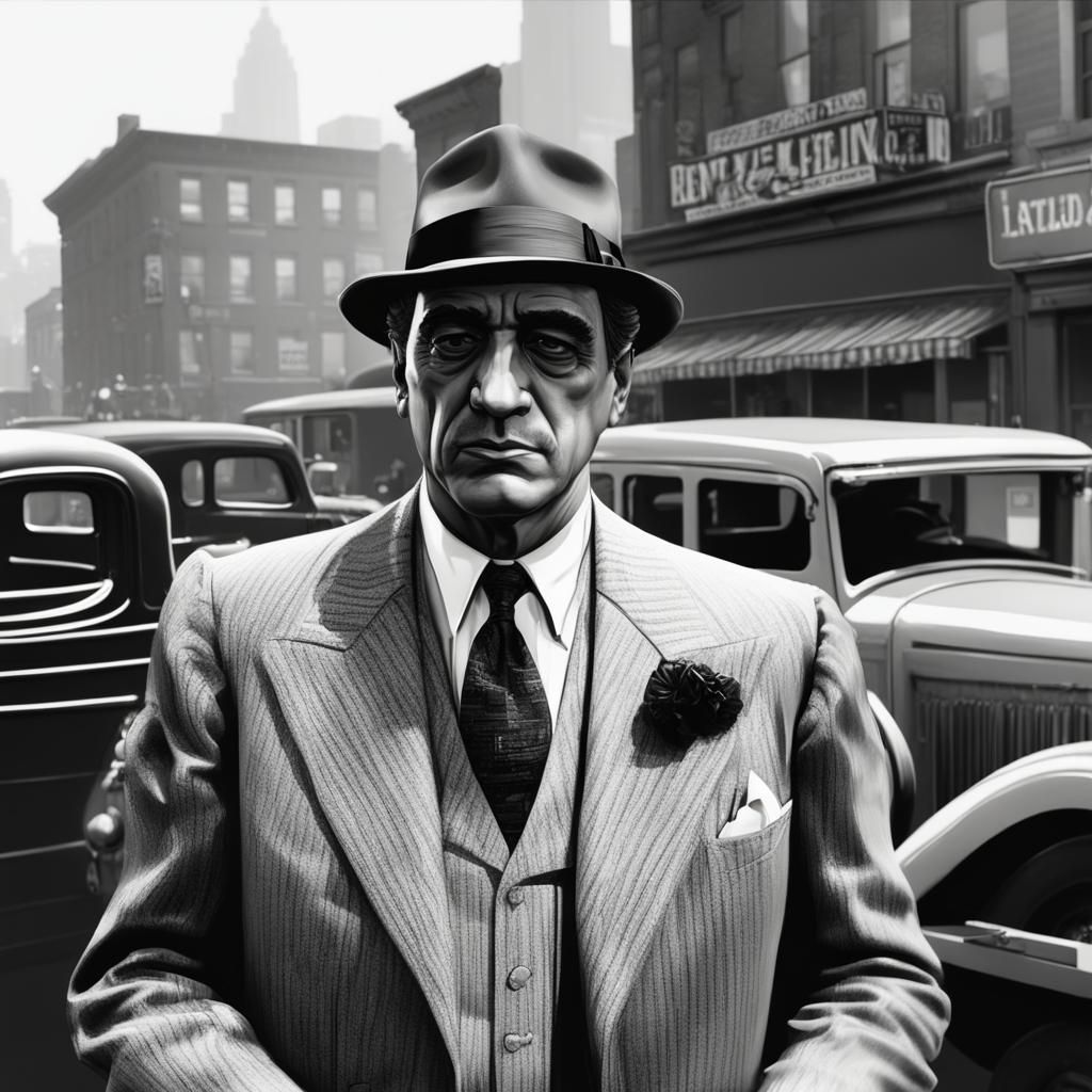 Sam Giancana: Ukiyo-e Portrait in Prohibition Era New York