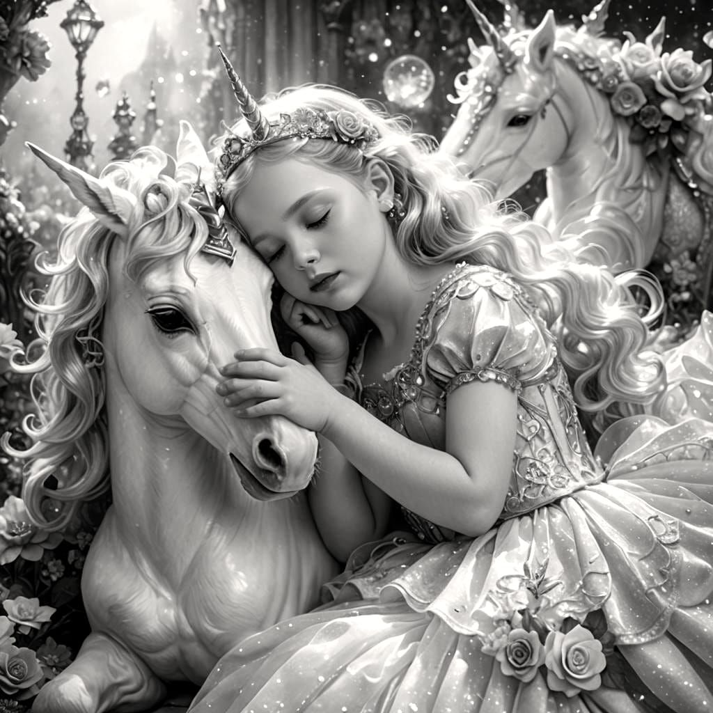 Baby Princess and Unicorn in Candy Art Style