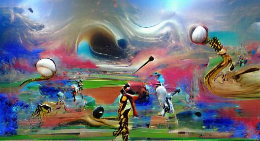 Surreal Intergalactic Baseball Game as Oil Painting