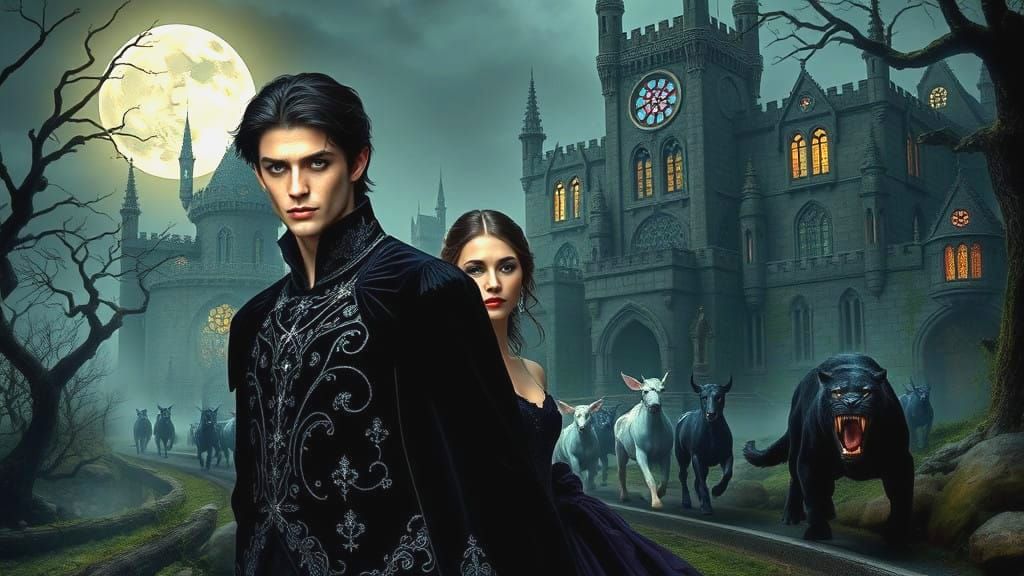 Gothic Royalty in Dark Fantasy Castle Scene