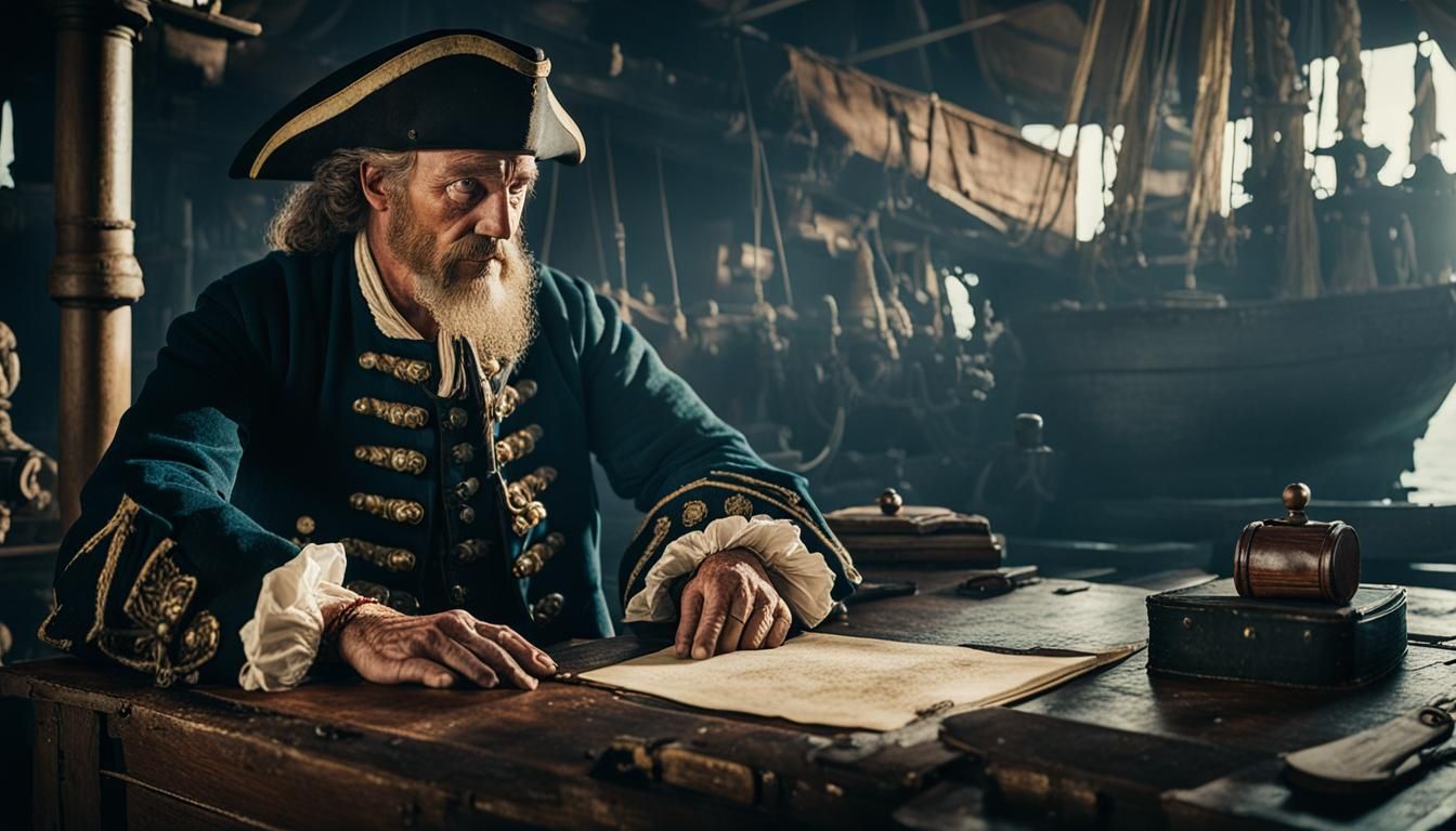 , Alistair Blackwood, a 17th century pirate turned notary,
He legalized contracts for maritime merchants and pirates al...