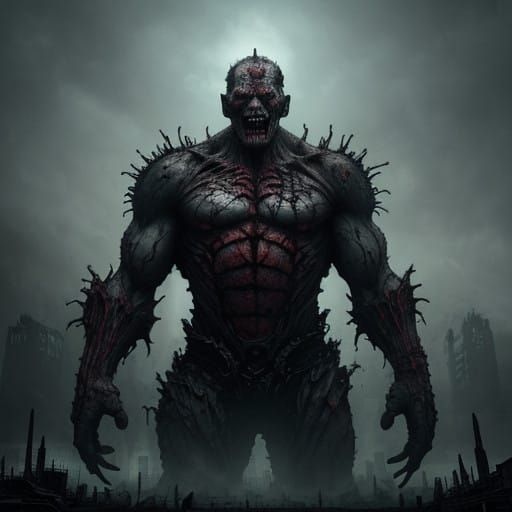 Doomsday Creature in Dark Gothic Sci-Fi Horror Style