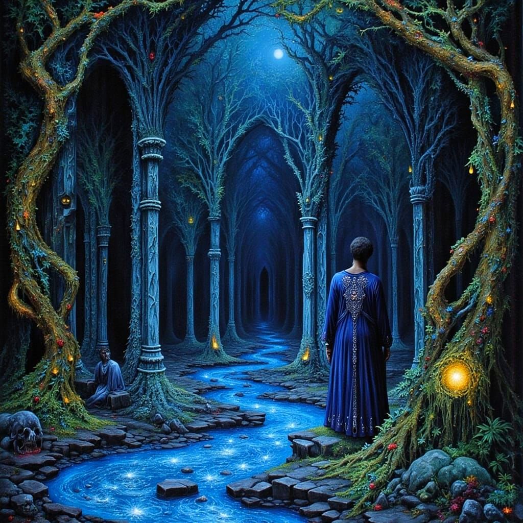 Ethereal Labyrinth in Bioluminescent Garden, Esoteric Surrea...