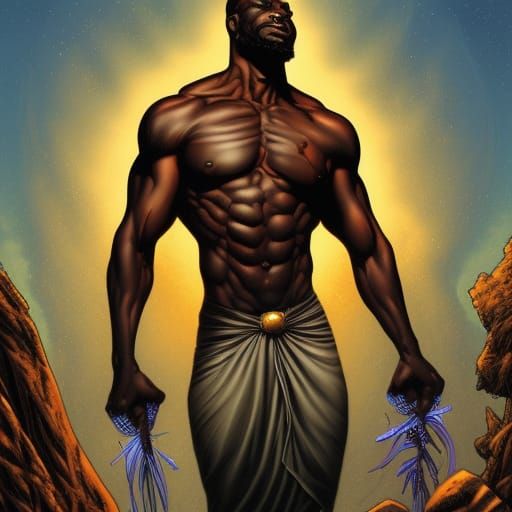 African Zeus in Comic Book Art Style