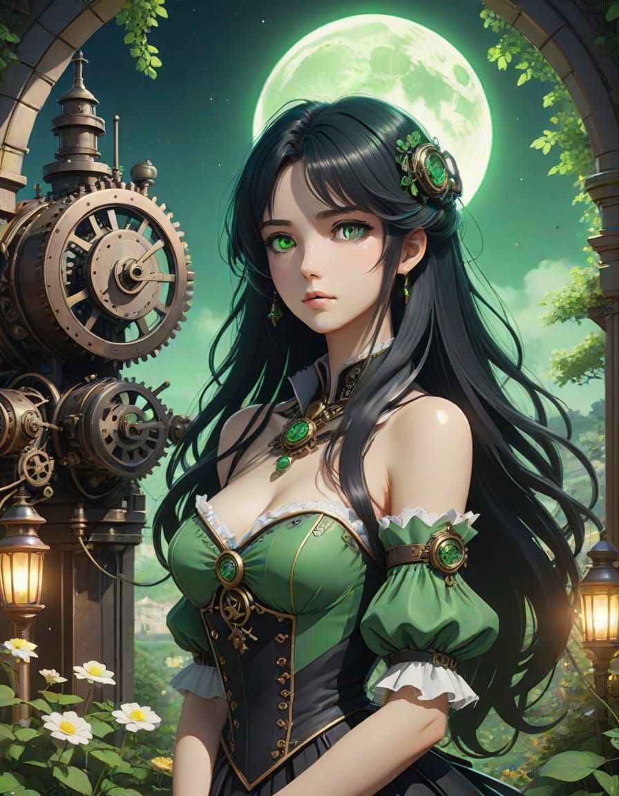 Romantic Anime Portrait of a Clockwork La Esmeralda