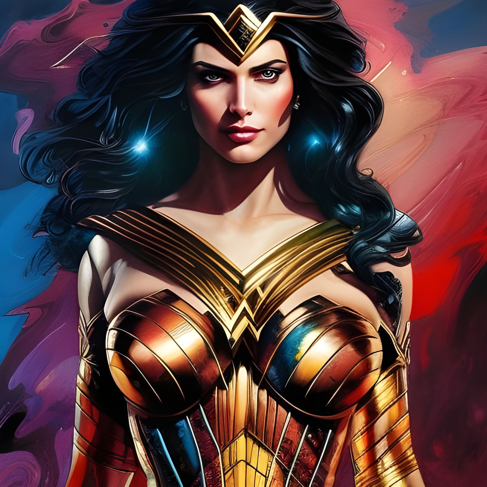 Rococo Wonder Woman Portrait in Maximalist Style