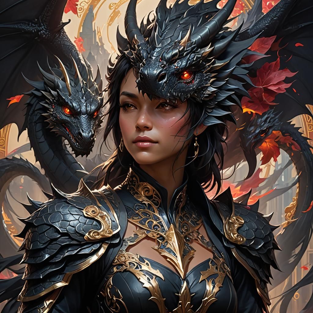 Dragon-Human Bond Portrait in Hyperdetailed Style