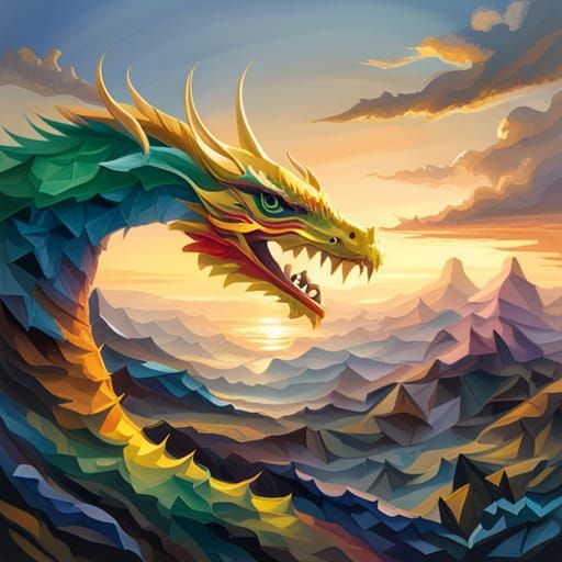 Dragon Collage Made of Recycled Plastic