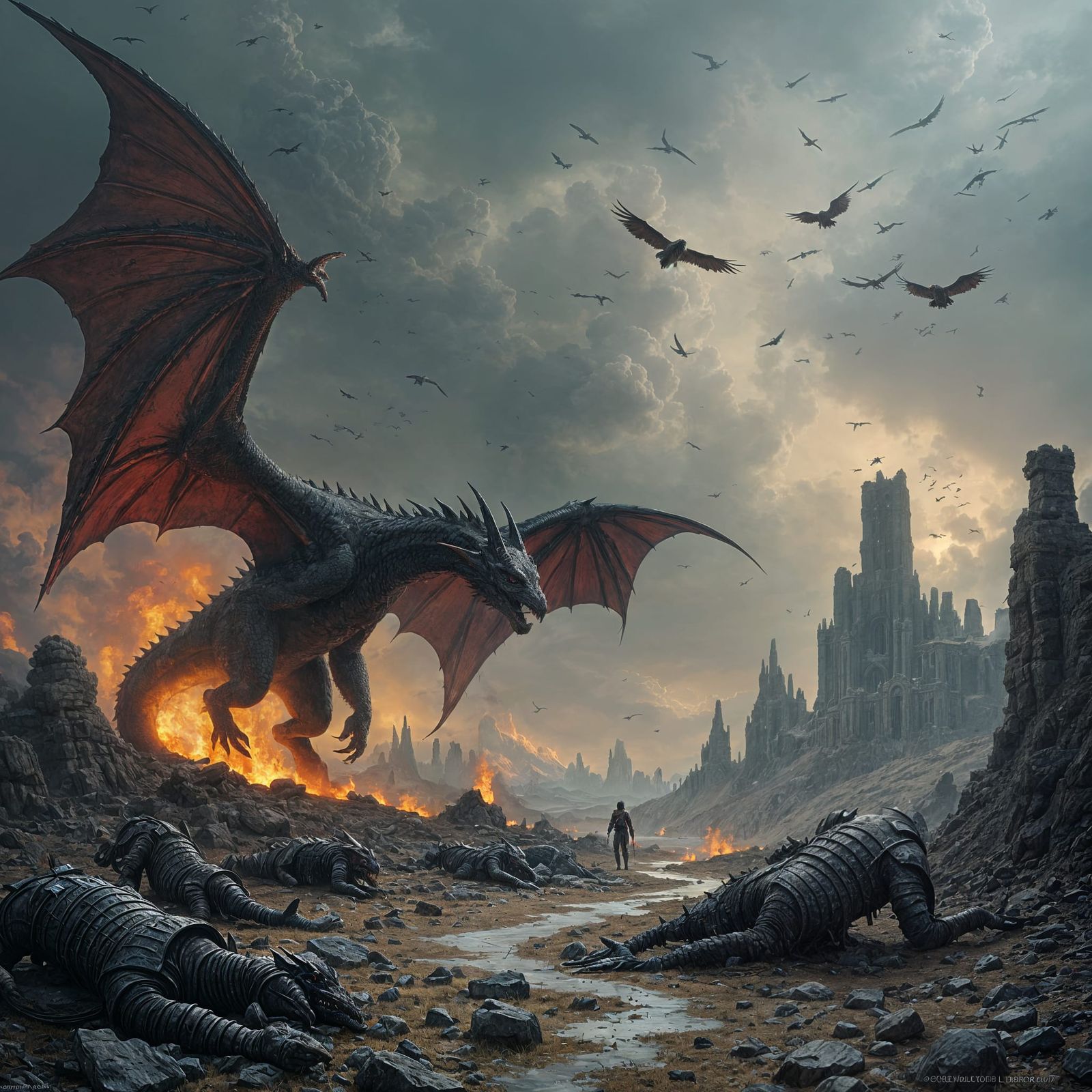 Smoldering Ruins: A Sinister Fantasy Battlefield