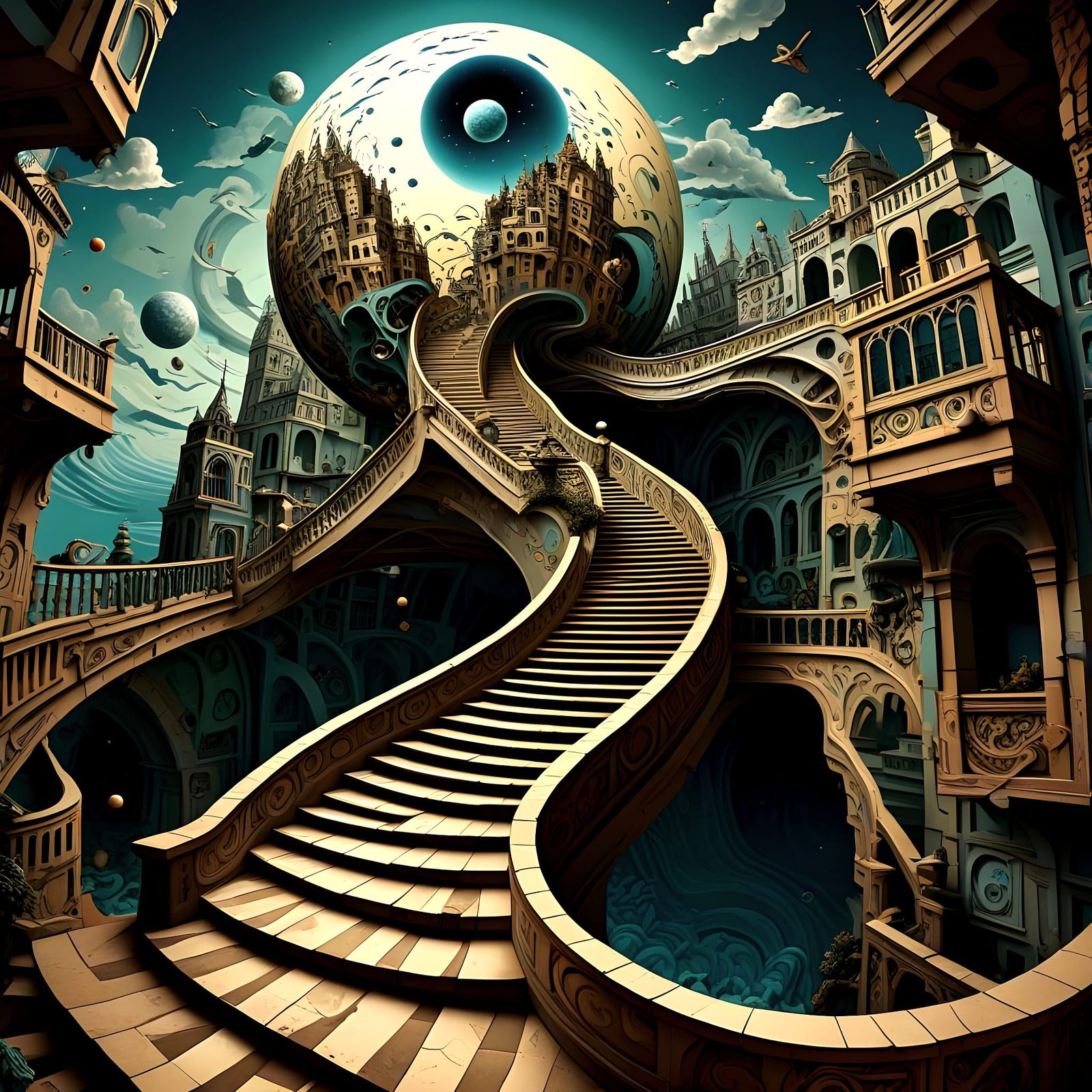 Escher-Inspired Planet of Impossible Architecture