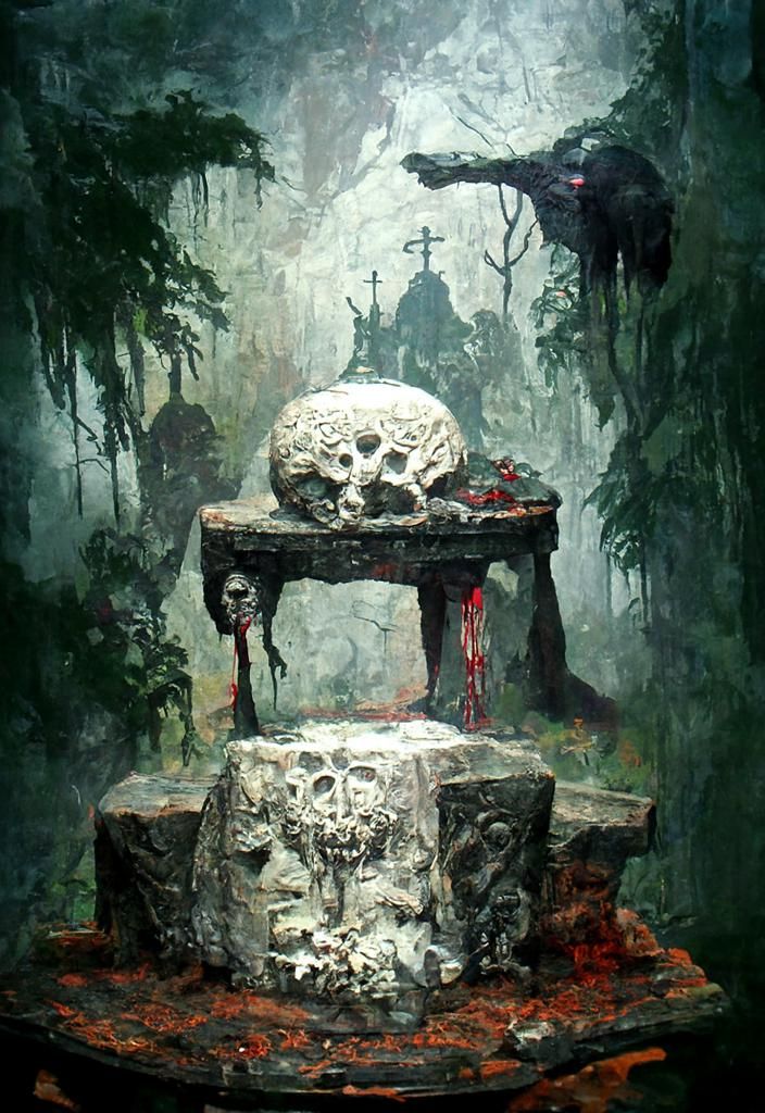 Sinister Sacrificial Altar in Dark Rainforest