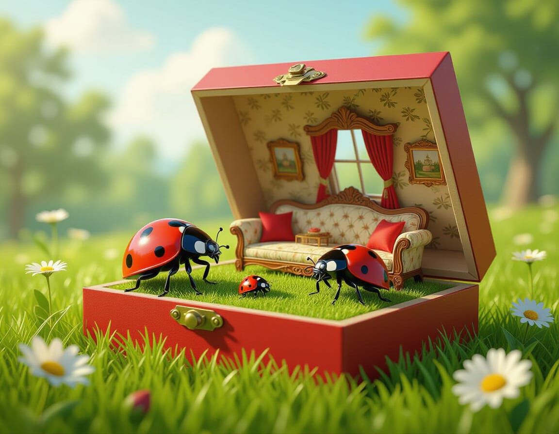 Ladybug Family's Cozy Home Inside Matchbox