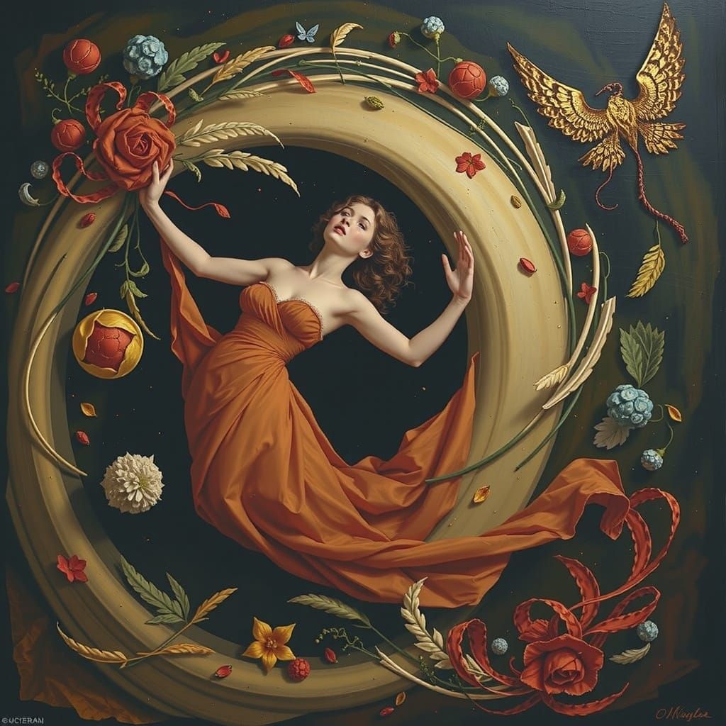 Abstract Red Swirling Vortex