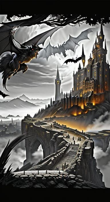 Epic Fantasy Landscape with Steampunk Elements