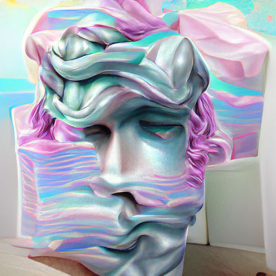Hyperrealistic Vaporwave Marble Statue