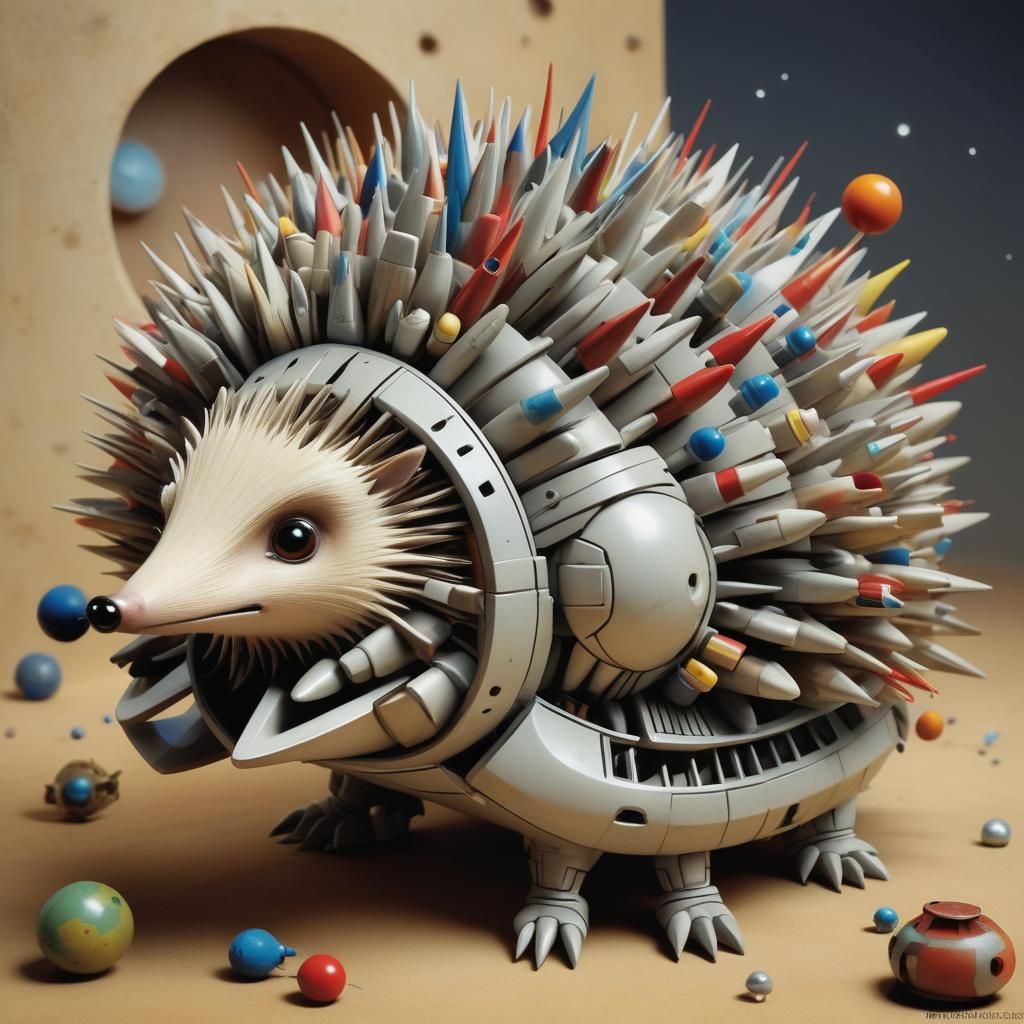 Futuristic Toy Space Hedgehog in Surrealist Style