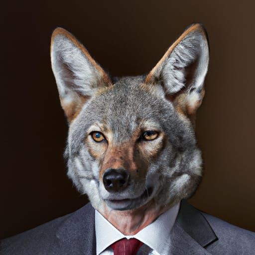 Coyote in Business Suit, Professional Portrait