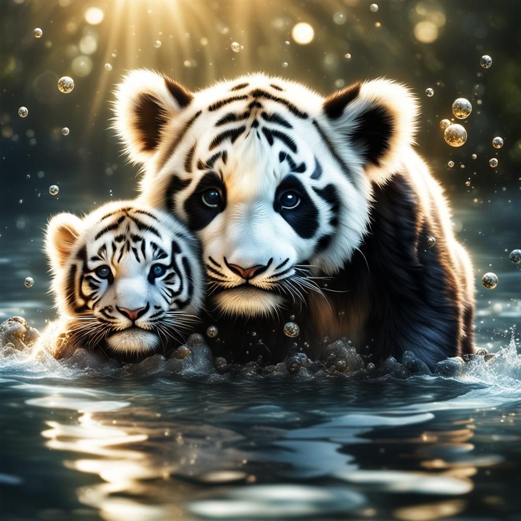 Halo of Light: Panda and Tiger Cub