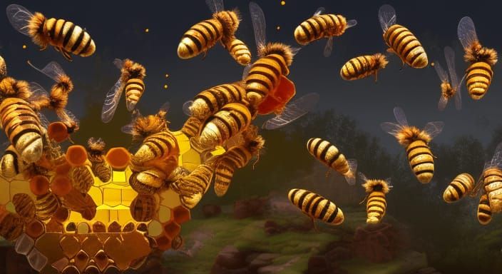 Bees and Honeycomb with Dynamic Lighting