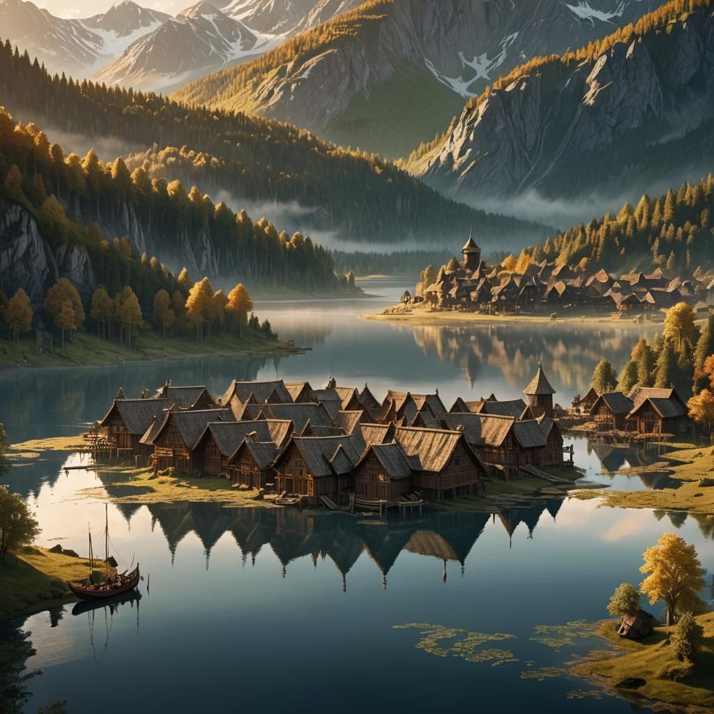 Viking Village at Great Lake: Fantasy Landscape