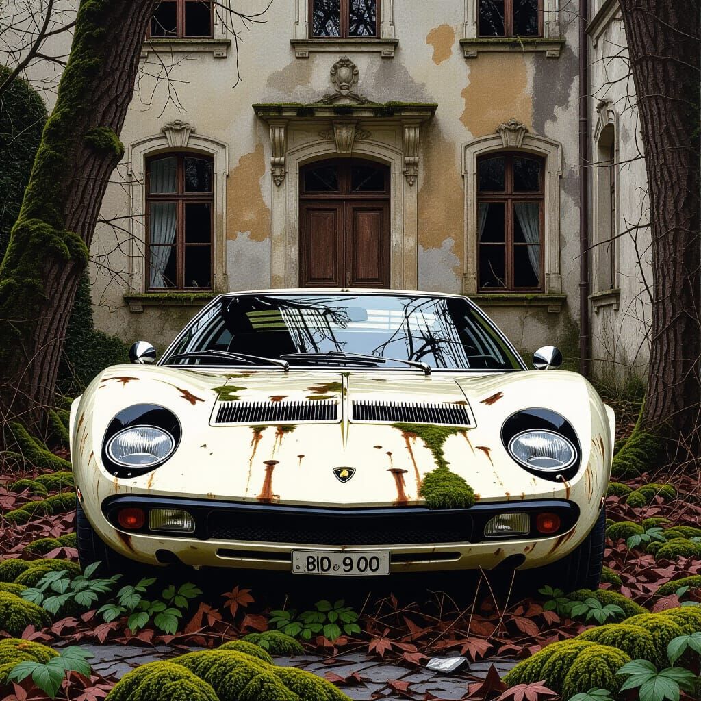 Abandoned Lamborghini Miura in Overgrown Villa