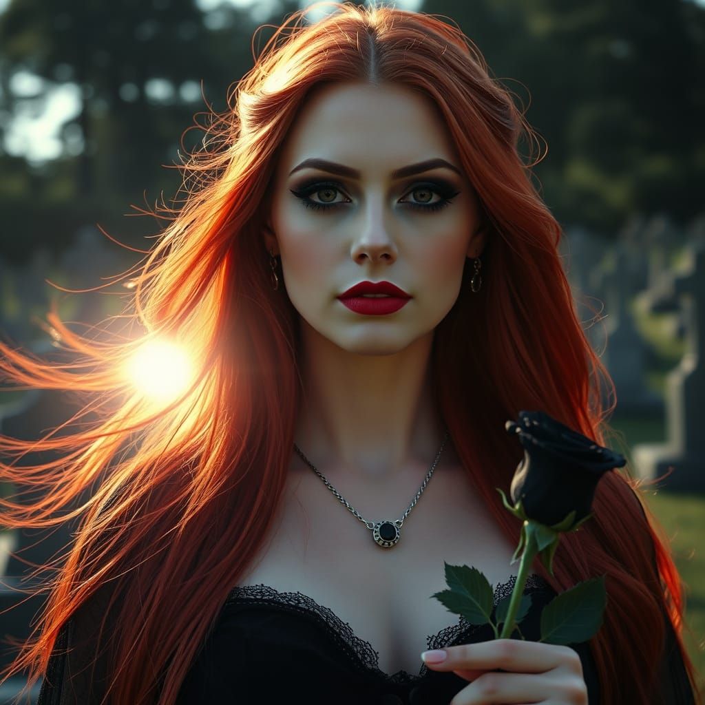 Goddess of Elegance in Crimson Hues