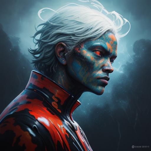 Melancholic Woman with Dragon QR Code in Neo-Expressionist S...