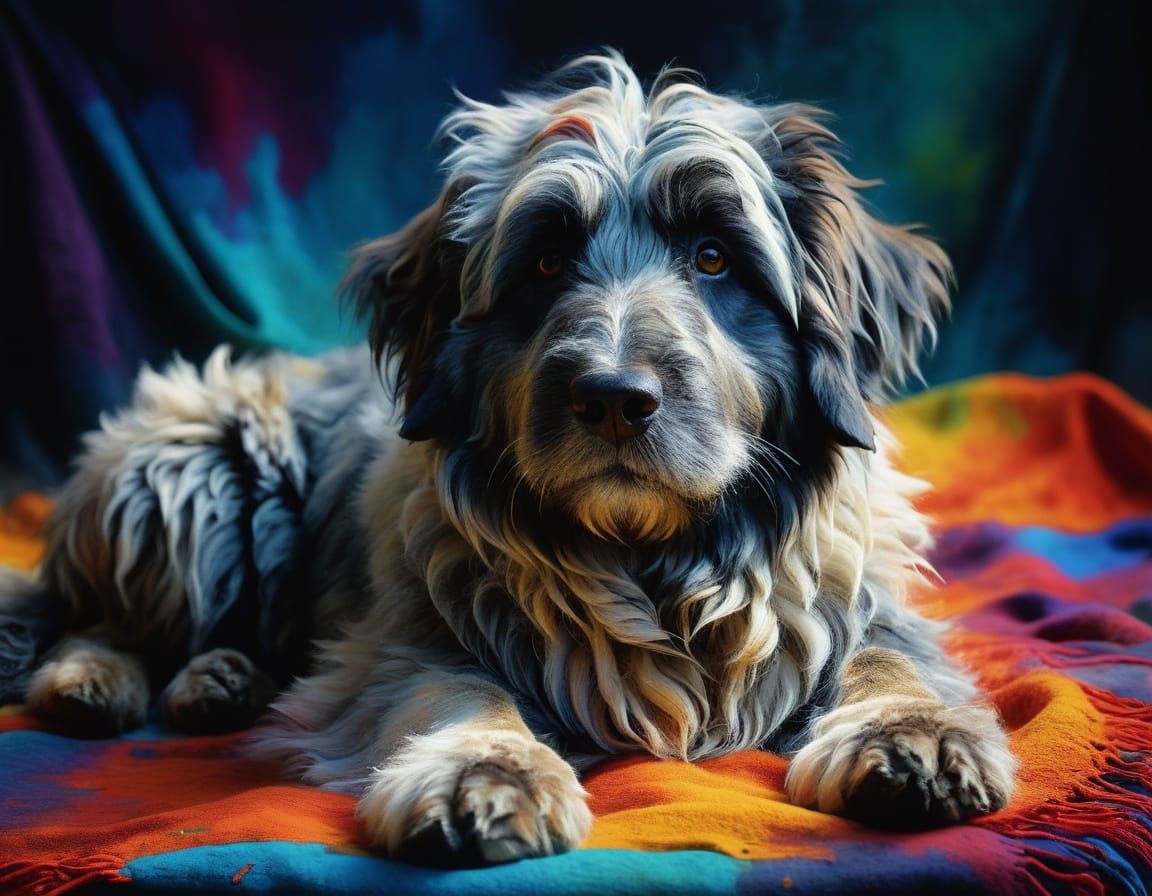Bergamasco Shepherd Dog in Vibrant Oil Painting Style