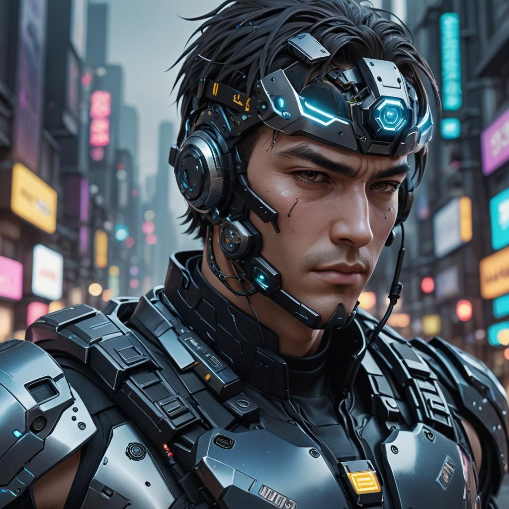 Cyber Cop in Neon City: 3D Anime Art