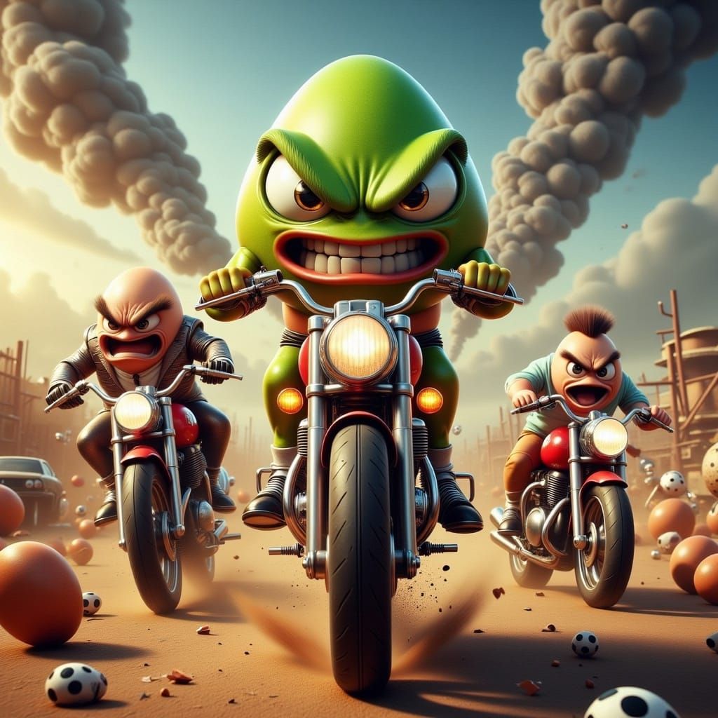 Crazy Frog Motorcycle Chase with Unique Style