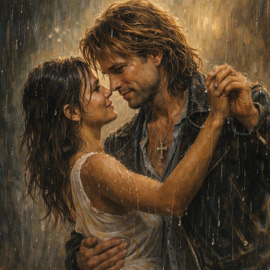 Young Love Dancing in the Rain