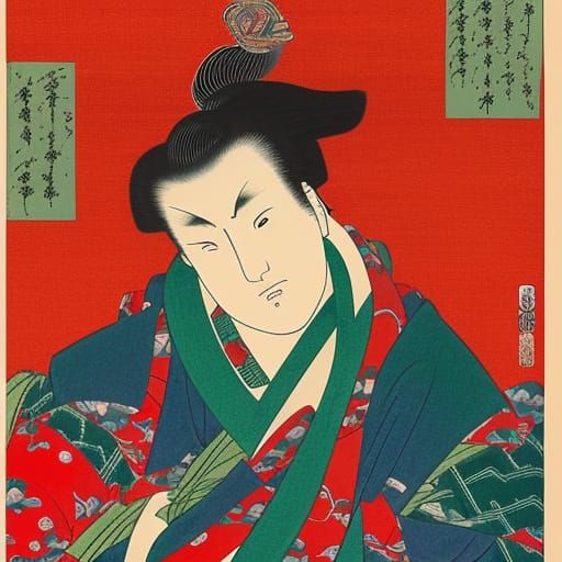 Ukiyo-e Style Merry Christmas Illustration