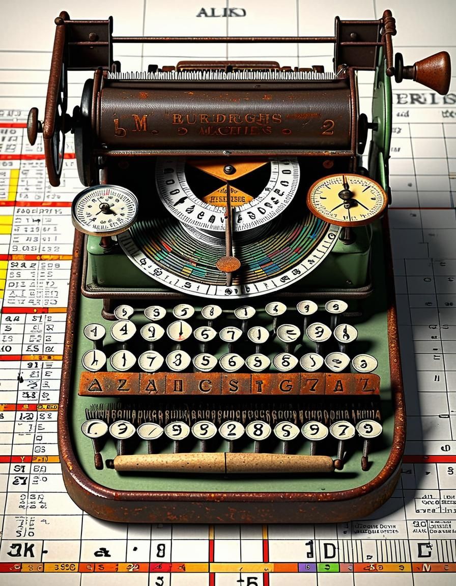 Vintage Adding Machine Still Life: Photorealistic Macro Shot