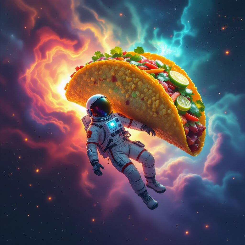 Astronaut Explores Cosmic Taco Nebula