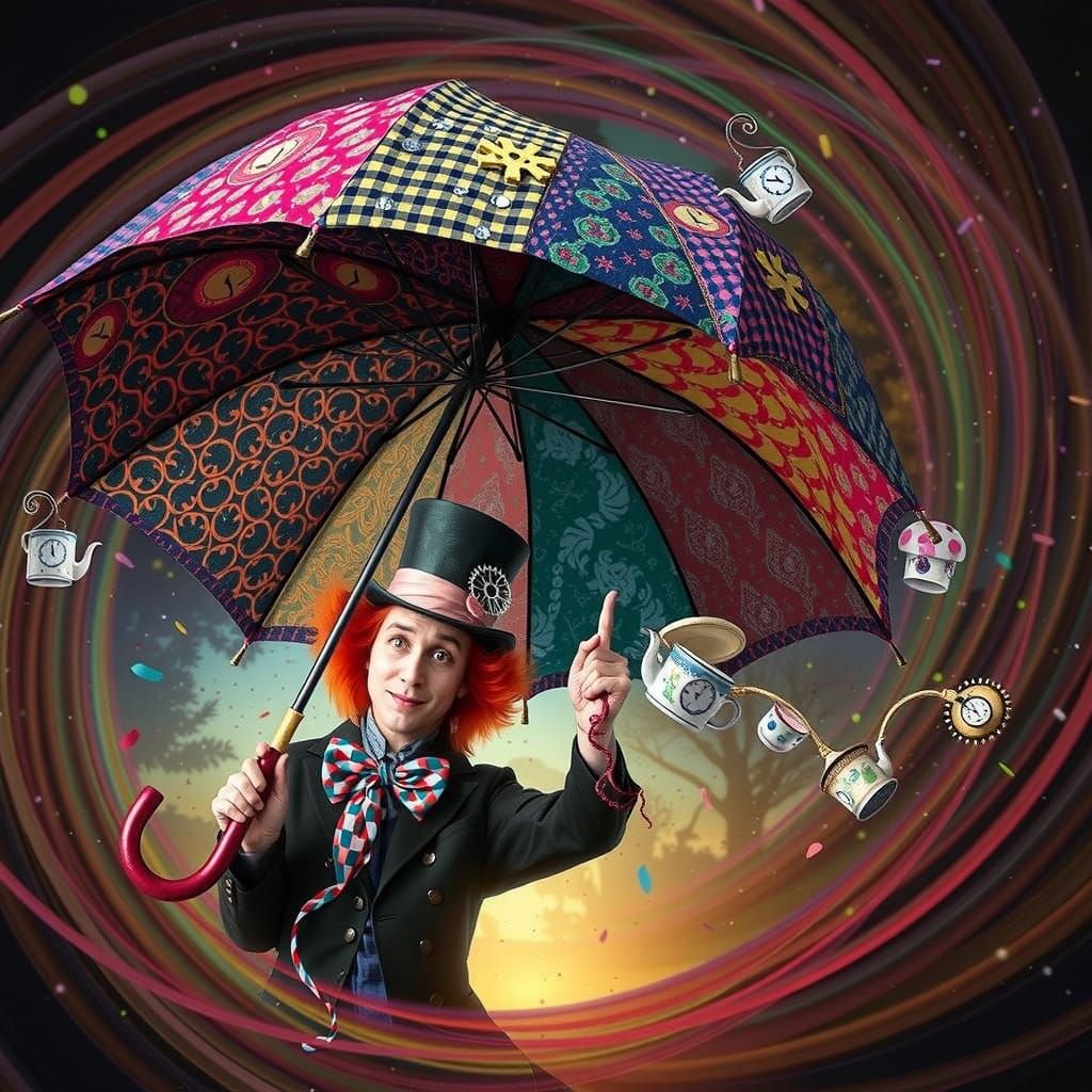 Whimsical Wonderland Scene with the Mad Hatter