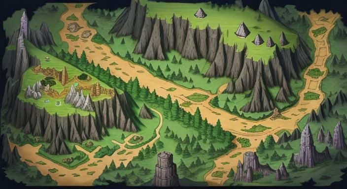 Detailed RPG Map: Skull Cave in Forest