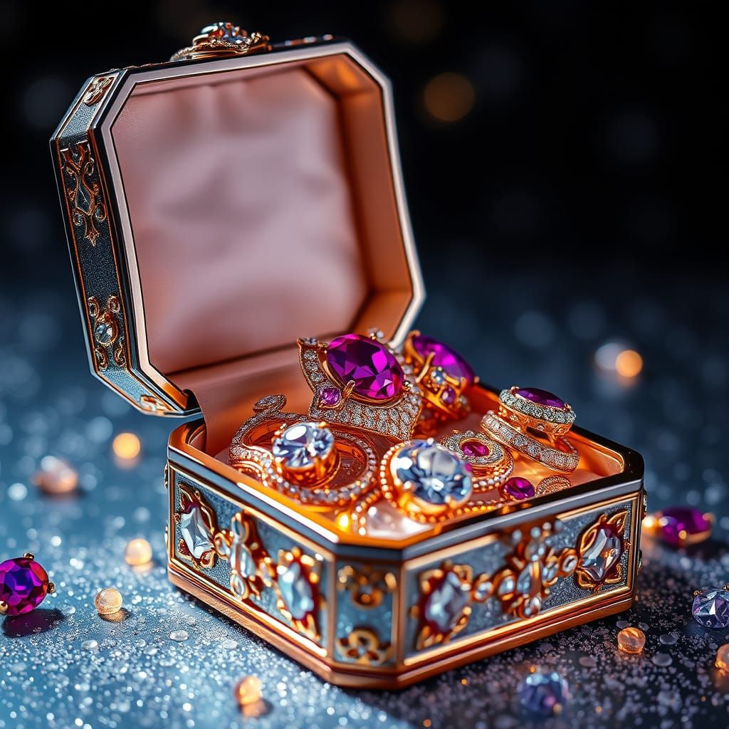 Glitering Jewels in Velvet Jewel Box