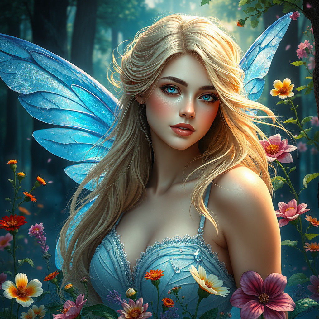 Elegant Fairy Portrait in Mystical Forest