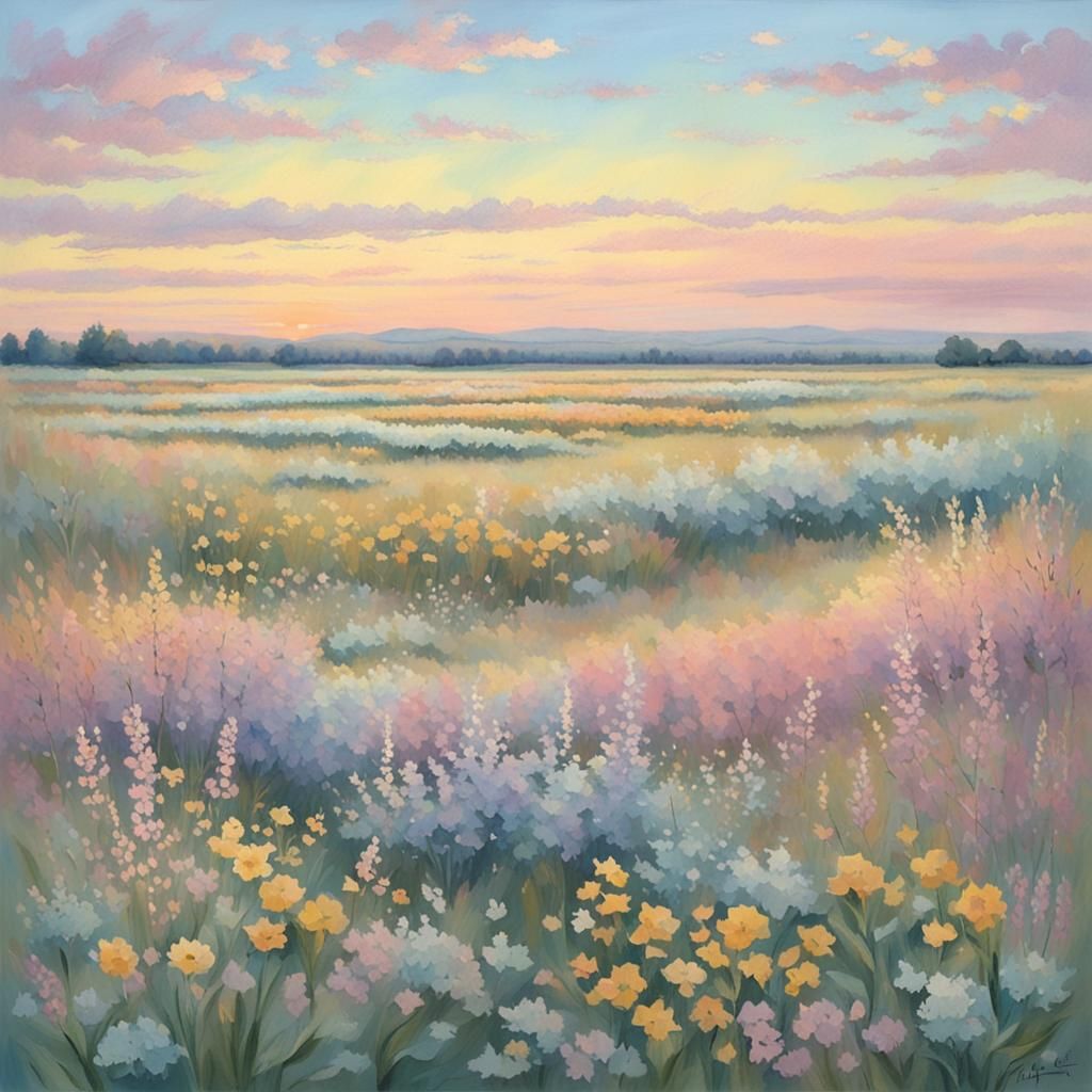 Pastel Prairie Landscape