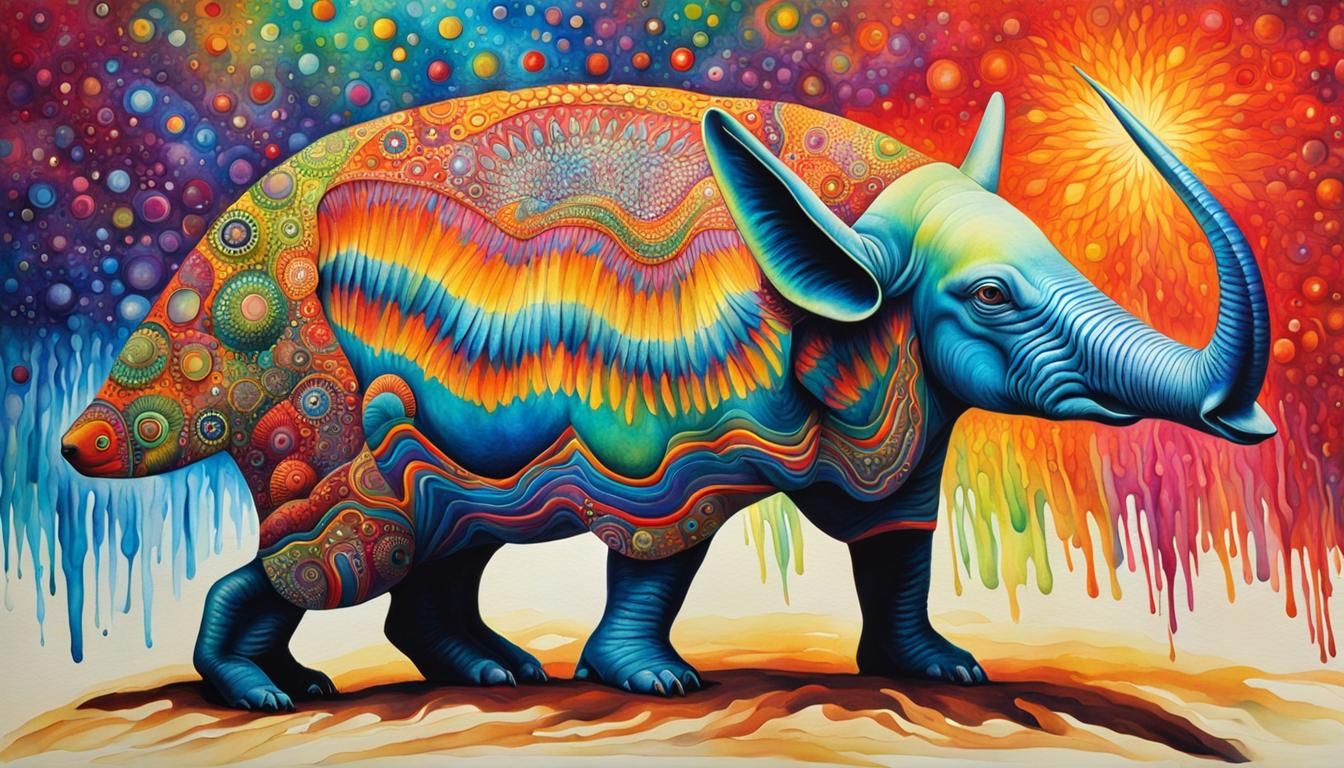 Psychedelic Aardvark: Abstract Watercolor Masterpiece