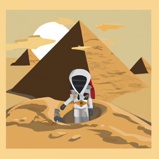 Astronaut in Ancient Egypt Desert Scene