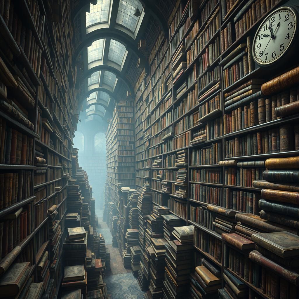 Surreal Library in Dreamlike Surrealist Style