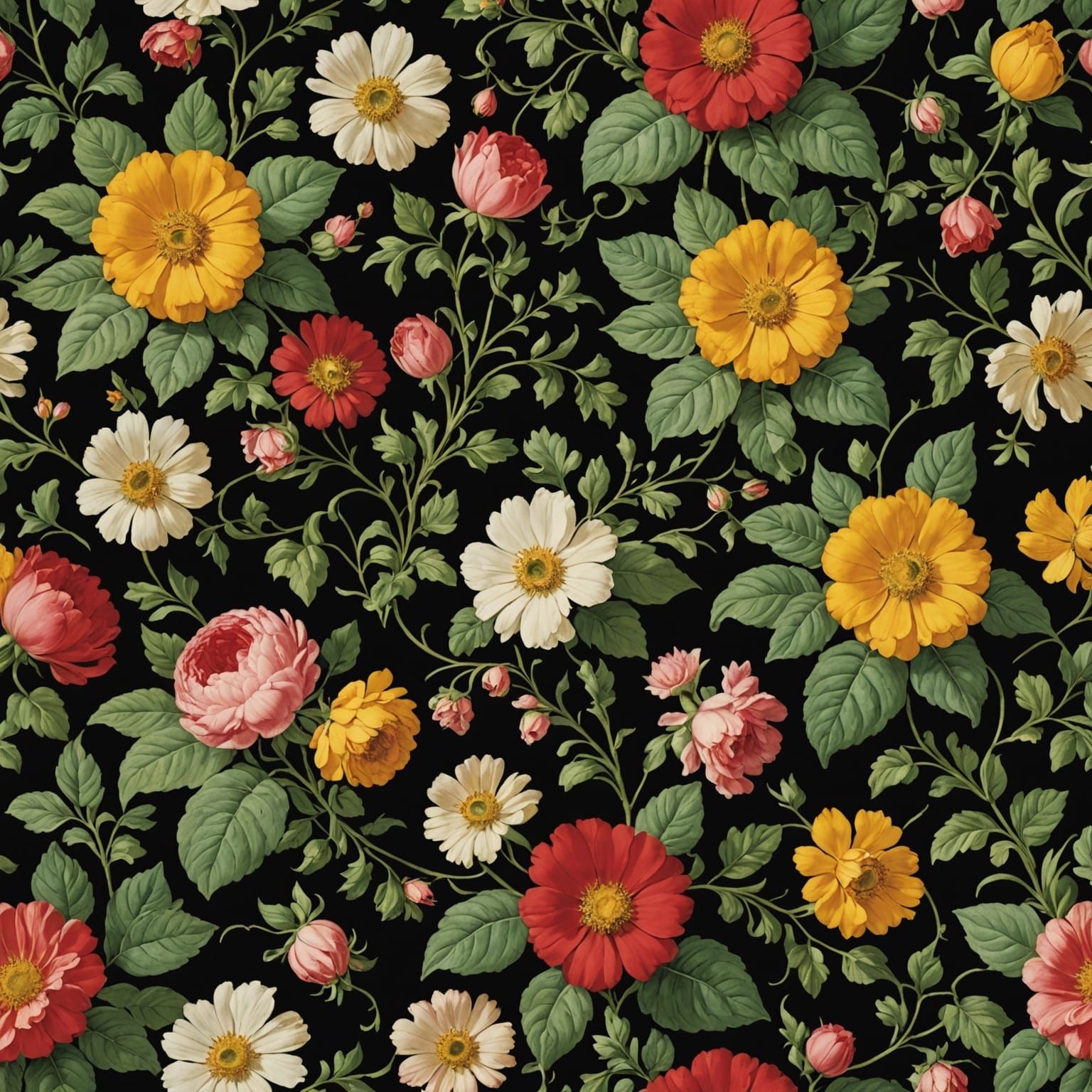 Baroque Summer Flowers in Vivid Detail