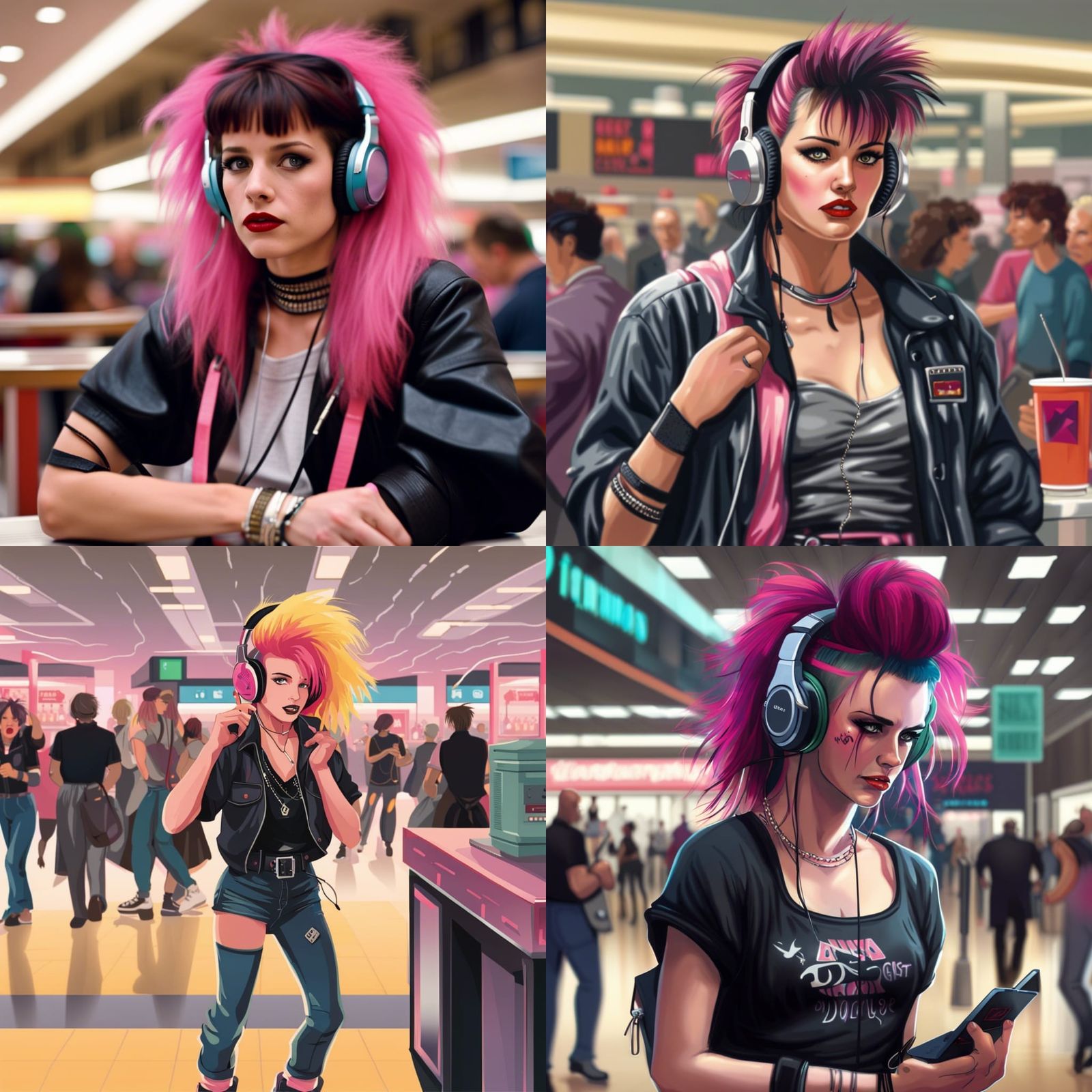 Punk Goth Valley Girl Dancing at the Mall